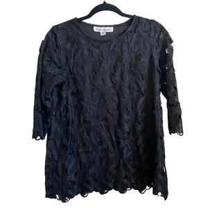 Caroline Rose Black Lace Top Size XS‎ P